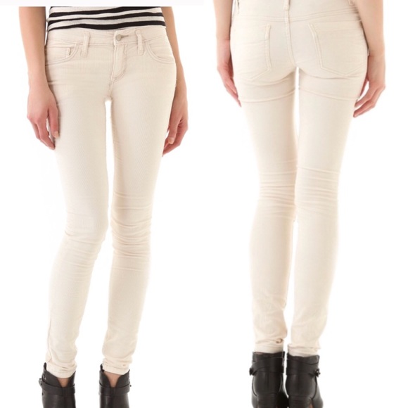 Free People Pants - Free People Ivory Corduroy Skinny Jeans Sz 25